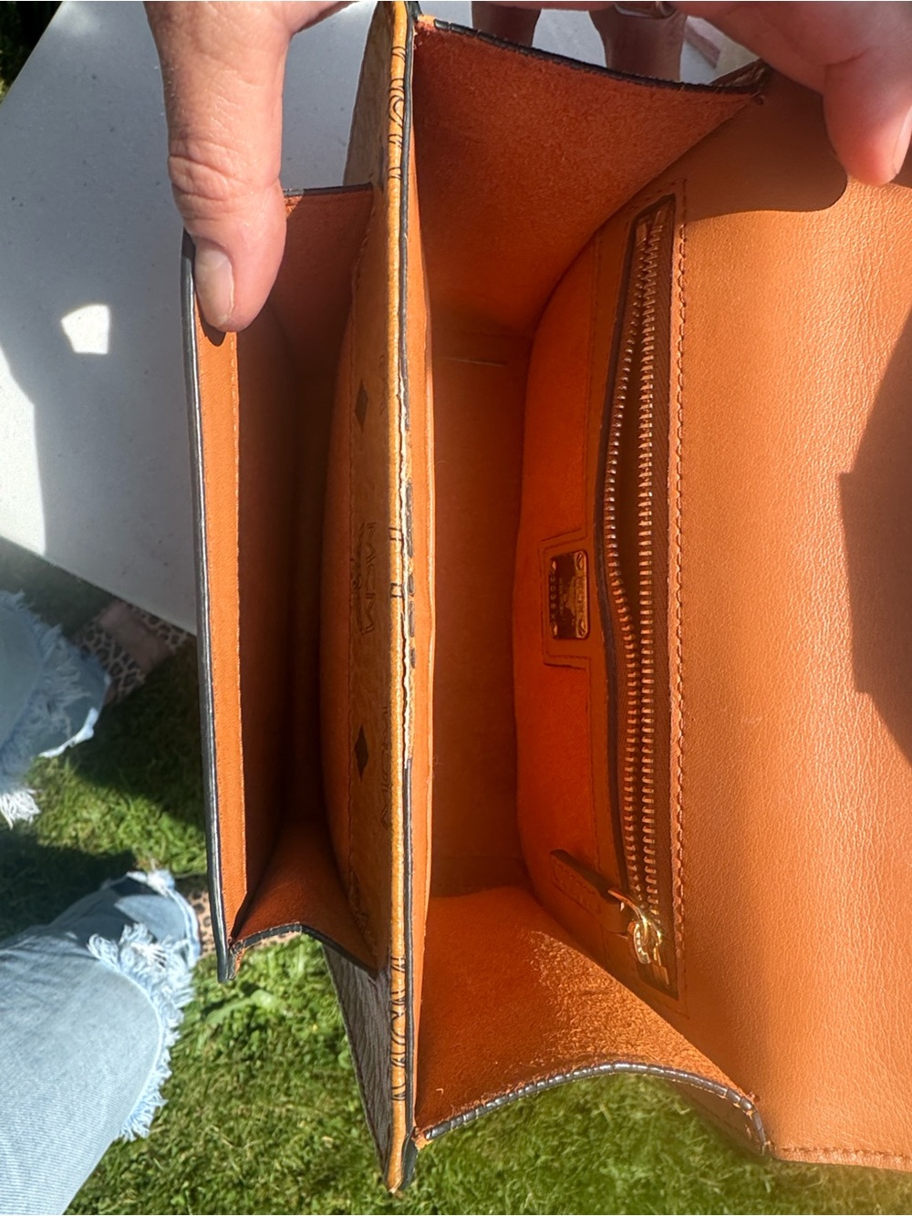 MCM Tan Visetos Top Handle Satchel with Gold Hardware (no strap). - Picture 4 of 7